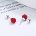 Silver Red Full Diamond Ball Earrings Niche Flash Diamond Threaded Bead Ear Bone Studs Simple Female Jewelry_ipsvogv.com