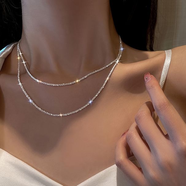 Jewelry Hot Sale Sparkling Caterpillar Women's Silver Necklace Women's Basic Chain Clavicle Chain_ipsvogv.com