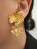 Gold-Plated Copper High-End French Style Two-Way Vintage Three-Dimensional Texture Gentle Flower Earrings_ipsvogv.com
