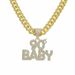 Hip Hop Exaggerated Letter BABY Full Diamond Pendant Personalized Nightclub Men's Cuban Necklace_ipsvogv.com