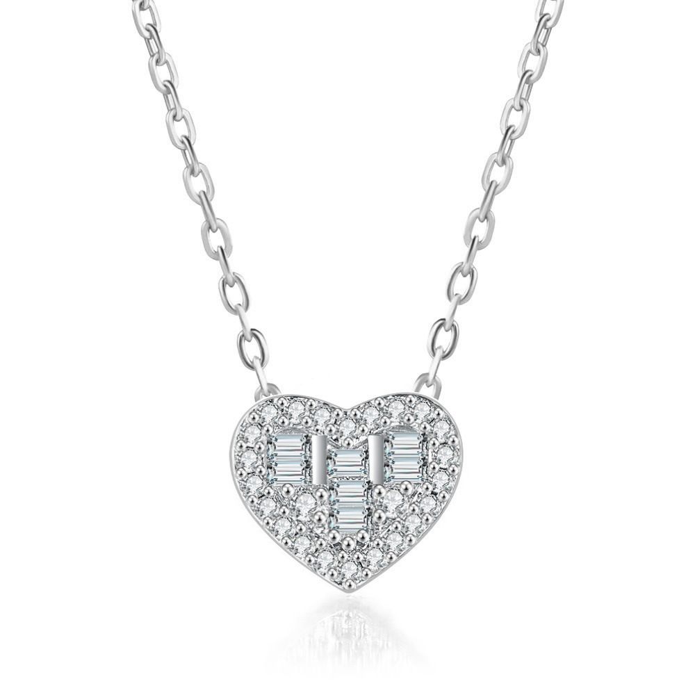Women’s Jewelry Set Fashion heart shaped zircon necklace hip hop thread earrings for women color separated gold plated engagement jewelry set_ipsvogv.com