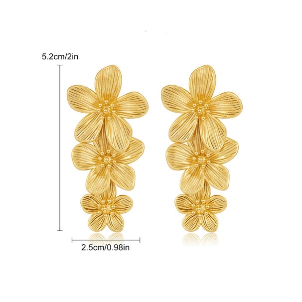 Retro Women's Light Luxury Flower Stainless Steel Earrings Light Luxury High end Tassel Flower Earrings Exaggerated Earrings_ipsvogv.com