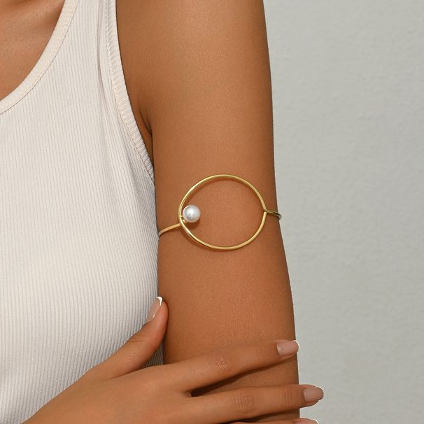 2024 Winter New Women's Geometric Circular Armband with Unique Pearl Inlay Design, Versatile Bralet and Hollow_ipsvogv.com