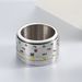Ethnic Tibetan five way caishen ring yellow, white, red, black and green God of Wealth titanium steel rotatable ring hand jewelry_ipsvogv.com