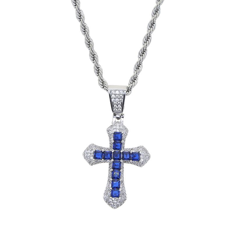 Cross Necklace Pendant Hip Hop Zircon Heavy Diamond Fashion Accessories High Street Personality Couple Necklace_ipsvogv.com