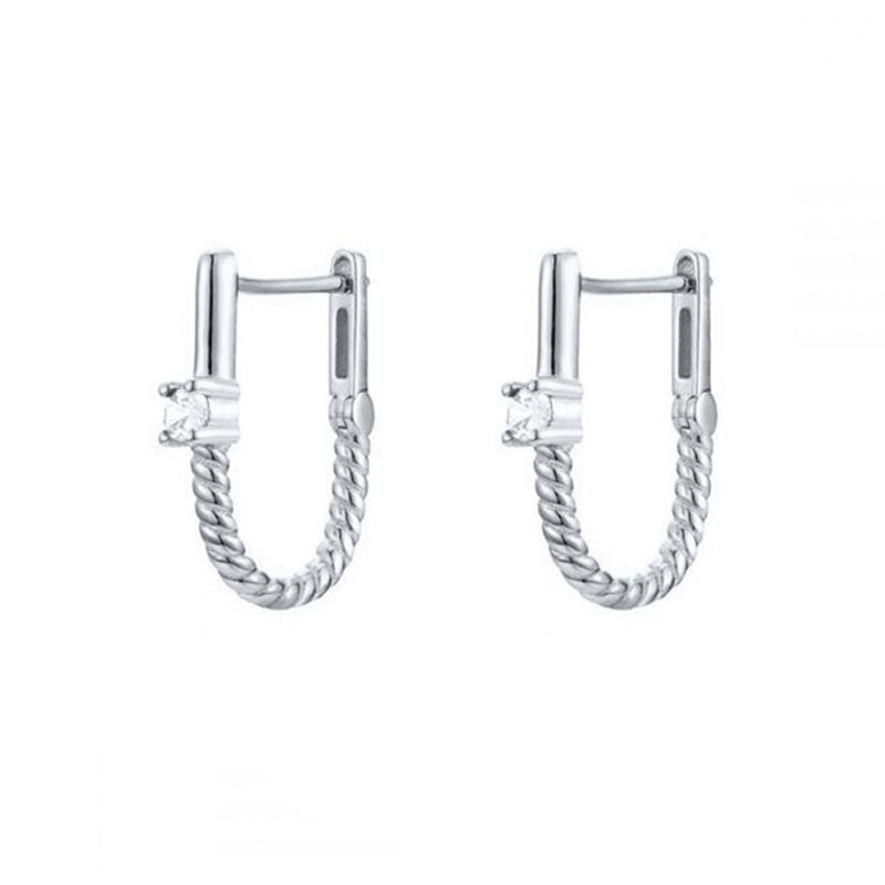 Women's Jewelry S925 Silver Needle U Shaped Geometric Earrings Fashion Versatile Twisted Rope Retro Earrings Ear Jewelry_ipsvogv.com