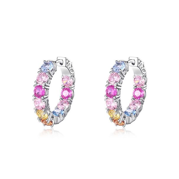 Color zirconium versatile earrings S925 sterling silver diamond rainbow earrings light luxury fashion personality_ipsvogv.com