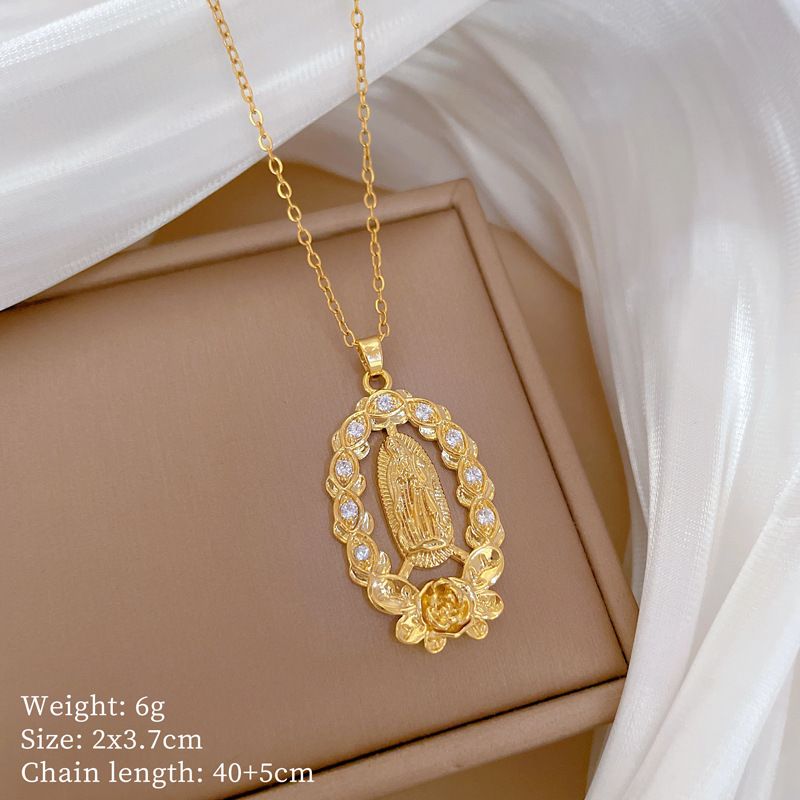 】 Rose 【 Portrait Light Luxury Charm Gorgeous Full Diamond Necklace Women's Versatile Clavicle Titanium Steel Chain 【 】_ipsvogv.com