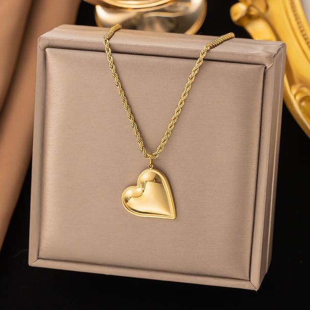 INS Style Simple Big Love Fried Dough Twists Chain Titanium Steel Fadeless Pendant Necklace Jewelry_ipsvogv.com