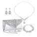 High end bridal jewelry set, cocktail party elegant necklace, earrings and bracelet four piece set, evening dress, dinner bag and clutch bag_ipsvogv.com