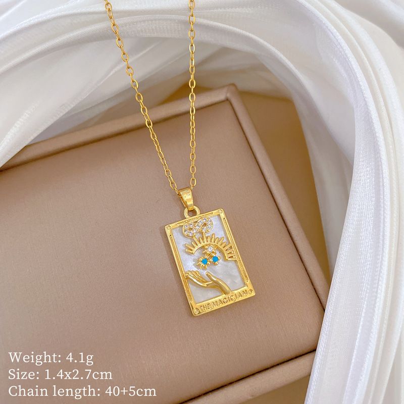 【 Titanium Steel 】 Holding The Sun, Moon, Shell, Diamonds, Light Luxury Temperament, Gorgeous Full Of Diamonds Necklace,_ipsvogv.com
