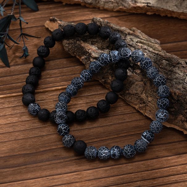 Lava Volcanic Bracelet For Men Hip-Hop Niche Crackle Stone Bead Fashion Personality Men's Jewelry_ipsvogv.com