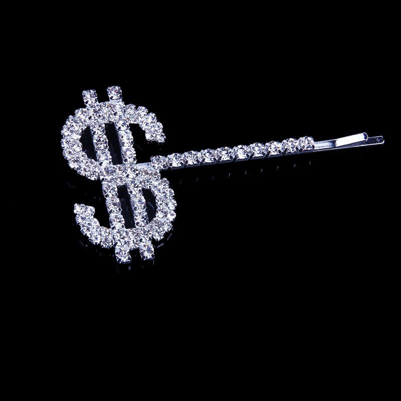 Accessories Letter Hairpin Rhinestone Letter Hairpin ins Hair Accessories US Dollar Hairpin Side Clip_ipsvogv.com