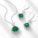 Square cultivated emerald retro pendant S925 silver full inlaid with brilliant colored gemstone pendant light luxury_ipsvogv.com