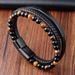 Men's Jewelry Natural Stone Volcanic Stone Leather Bracelet Stainless Steel Leather Braided Bracelet Multi Layer Men's Titanium Steel Jewelry_ipsvogv.com