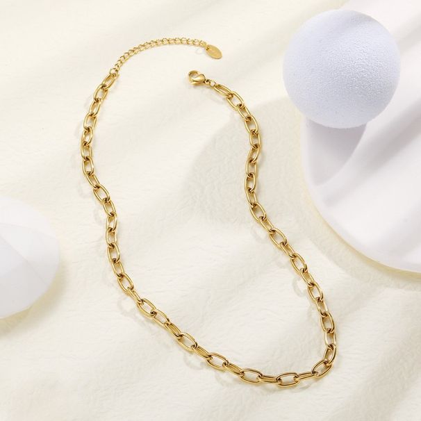 Women's Jewelry Versatile Necklace Titanium Steel K Gold Plated PVD Stainless Steel Cuban Chain Thick Twisted Twist Commuter Clavicle Chain_ipsvogv.com