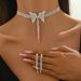 Wedding Butterfly Necklace Earrings Bridal Accessories Banquet Jewelry Set_ipsvogv.com
