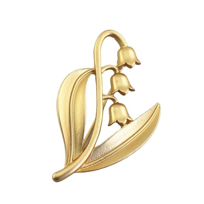 White orange tea, lily of the valley high-end exquisite women's electroplated matte gold brooch, niche design, elegant_ipsvogv.com