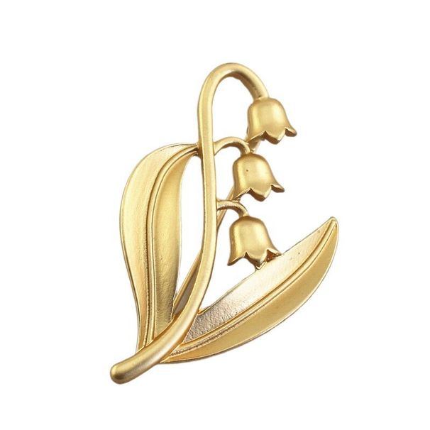 White orange tea, lily of the valley high-end exquisite women's electroplated matte gold brooch, niche design, elegant_ipsvogv.com