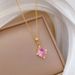 【 Titanium Steel 】 Pink Shaped Personalized Fashion, Light Luxury Temperament, Gorgeous Full Diamond Necklace, Women's_ipsvogv.com