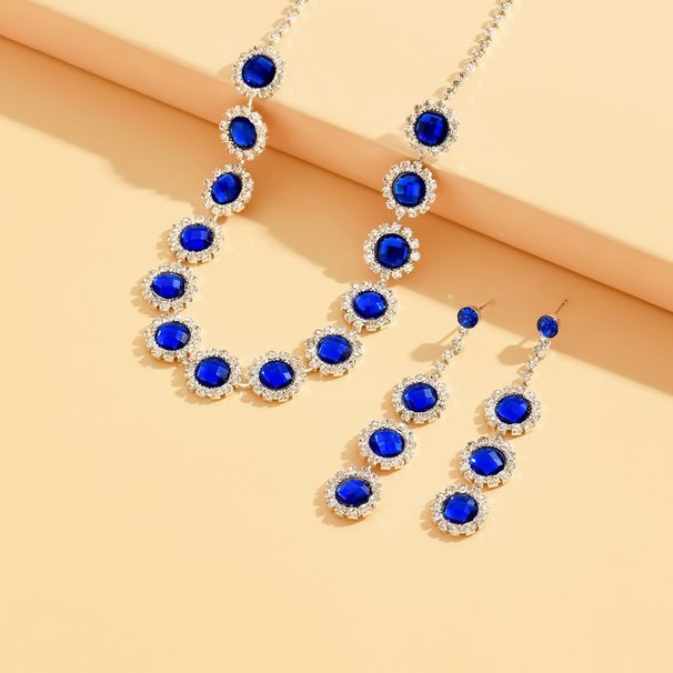 New Wedding Photography Women's Clothing Accessories Blue Earrings Necklace Set 610_ipsvogv.com
