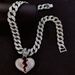 Hip Hop Personality Love Men's Diamond Necklace HIPHOP Jewelry Cuban Chain Painted Oil Heart Pendant_ipsvogv.com