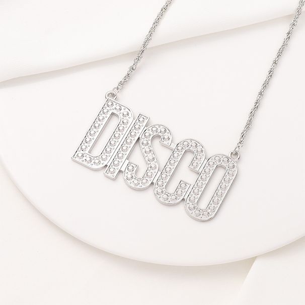 DISCO hip hop exaggerated gold necklace Disco simulated diamond necklace_ipsvogv.com