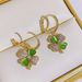 Diamond Cat's Eye Four Leaf Flower Earrings For Women Trendy Niche Design Earrings Temperament Light Luxury Earrings_ipsvogv.com