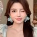 Unisex Pink Sweet Heart Chiffon Petal Earrings Super Fairy Holiday Style Photo Earrings Square Round Face Earring Accessories_ipsvogv.com