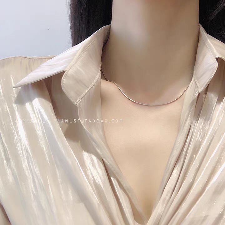 Plain Snake Bone Female Non Fading Universal Wearable Pendant Necklace, Rose Gold Chain, Titanium Steel Bare Chain_ipsvogv.com