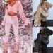 Women's Clothing autumn and winter sexy navel-baring long-sleeved top solid color micro-flared pants two-piece set_ipsvogv.com