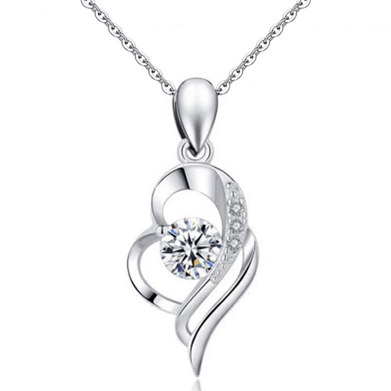 S925 Sterling Silver Angel Wing Clavicle Necklace Female Niche Moissanite Love Pendant Jewelry Couple Engraving_ipsvogv.com