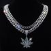 Hot Selling Fashion Hip Hop Long Stacking Maple Leaf Necklace Men And Women Street Personality Full Diamond Cuban Chain_ipsvogv.com
