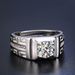One Carat Simulated Moissanite Style Domineering Open Diamond Men's Fashion Simple Ring, Adjustable_ipsvogv.com