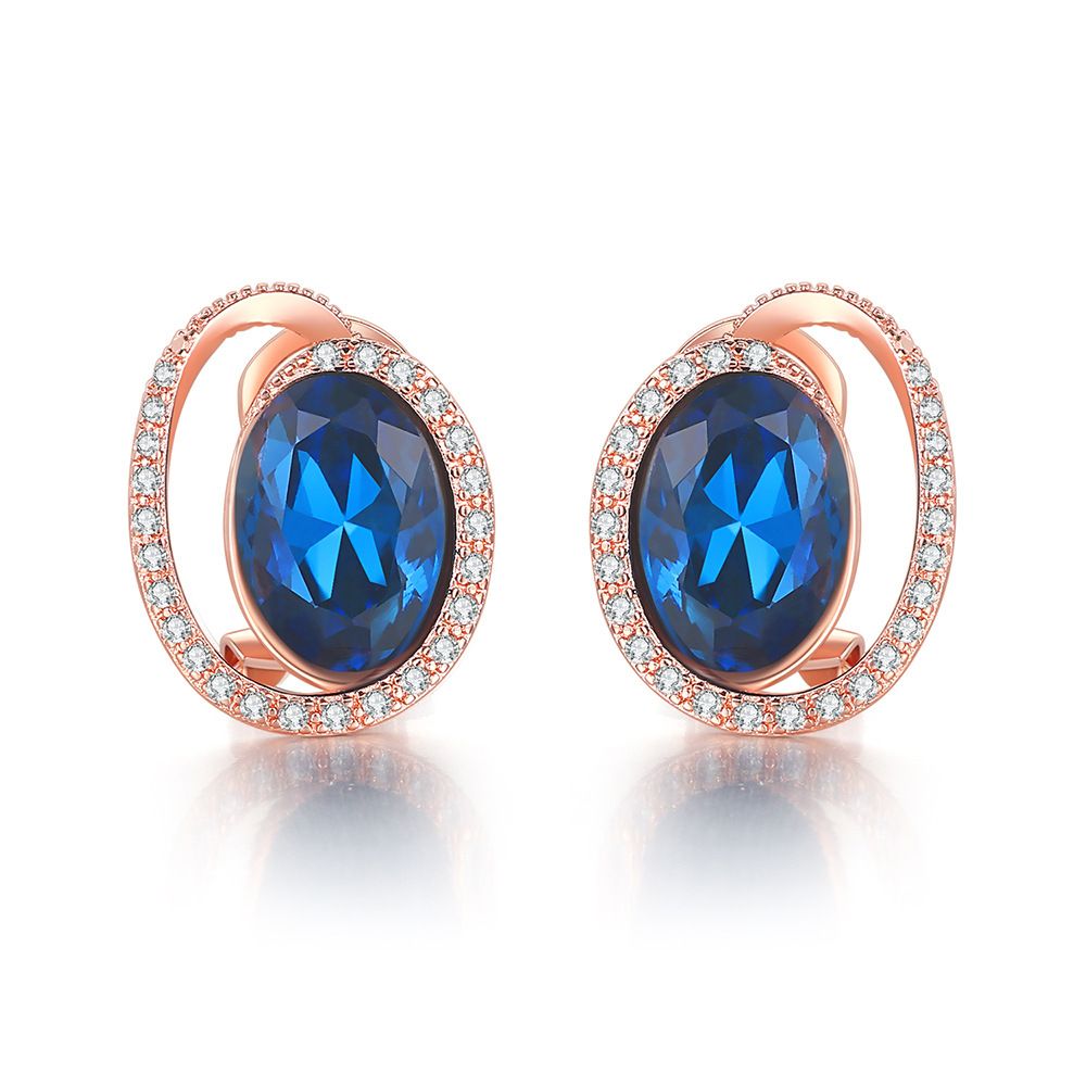 Unisex popular fashion earrings Rose gold plated blue stone hot selling jewelry_ipsvogv.com