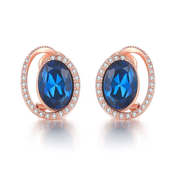Unisex popular fashion earrings Rose gold plated blue stone hot selling jewelry_ipsvogv.com