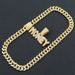 Hip hop full diamond letter pendant necklace trendy exaggerated punk personality wide Cuban bone chain jewelry_ipsvogv.com