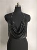 Nightclub sexy seduction sequined diamond thin belt neckline V-neck short top top_ipsvogv.com