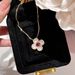 Vintage Natural Beimu Clover Necklace Pendant With Red Corundum Paraiba Light Luxury Premium_ipsvogv.com
