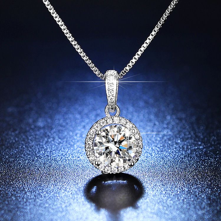 Classic Necklace Women's Fashion and Elegance One Carat Round Bag Collar Chain Silver Jewelry Live Broadcast_ipsvogv.com