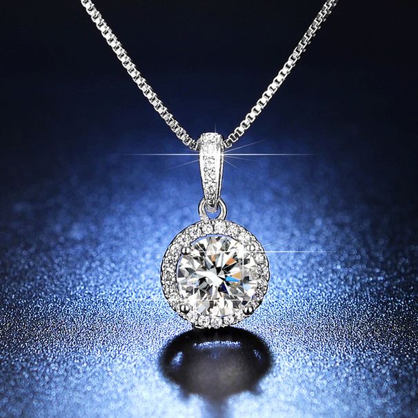 Classic Necklace Women's Fashion and Elegance One Carat Round Bag Collar Chain Silver Jewelry Live Broadcast_ipsvogv.com