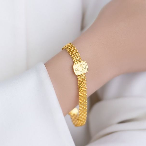 Small Braided Little Prince Dial Gold Plated Design Rose Wide Bracelet_ipsvogv.com