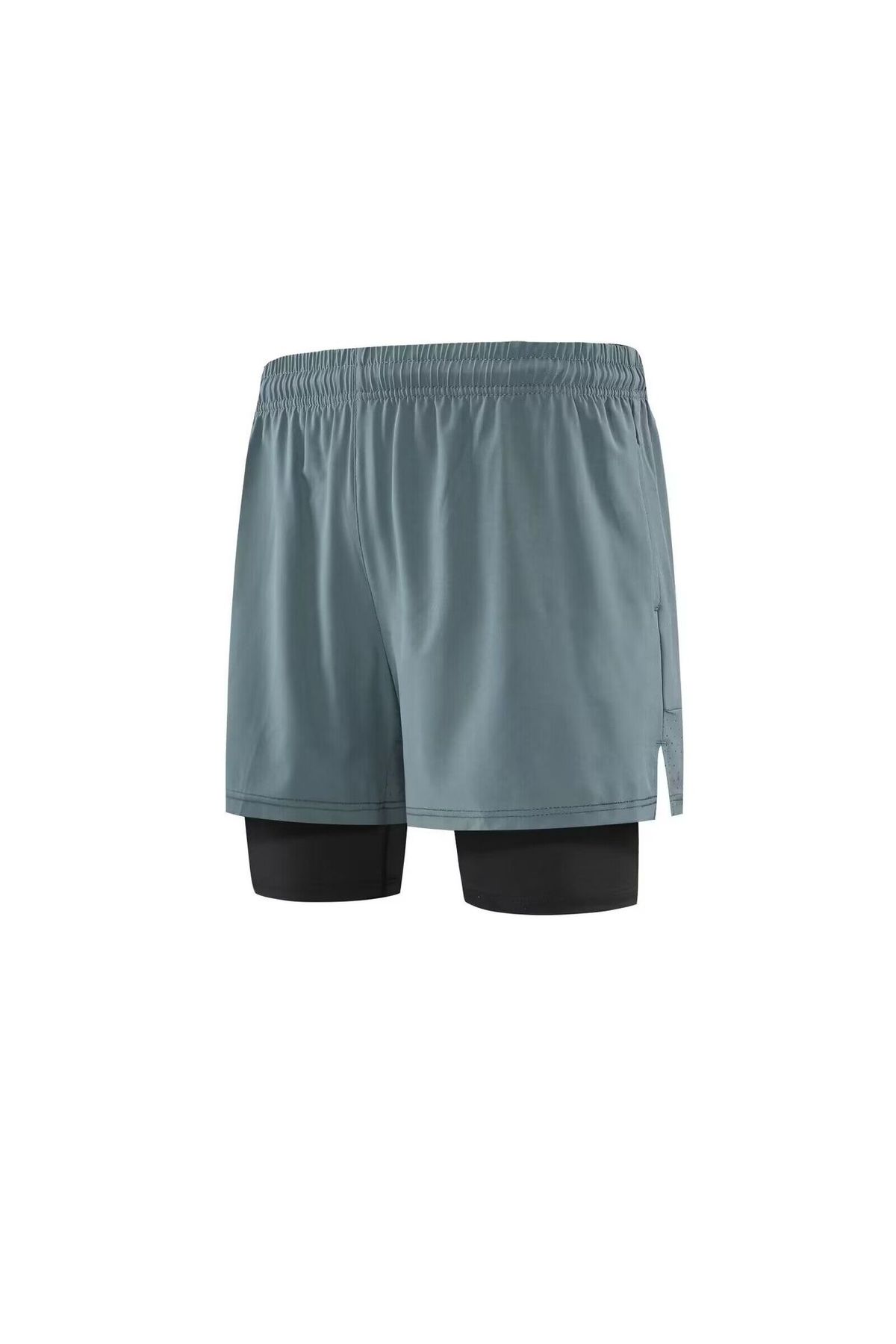 Men's Clothing Two-Piece Sports Shorts Training Pants Fitness Running Marathon Shorts Foot Blue Shorts_ipsvogv.com