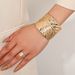 2 piece set retro fashion elegant women's metal texture leaf ladies bracelet ring jewelry set_ipsvogv.com