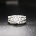 Popular engagement ring set with diamond and zircon ladies ring three piece set_ipsvogv.com