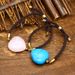 Natural Stone Amethyst Heart Bracelet Braided Adjustable Couple Models Hand Rope Personalized Ins Style Girls Jewelry_ipsvogv.com