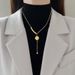 【 Full Body Titanium Steel 】 Flower Round Bead Personality Extremely Simple Wind Furnace Real Gold Necklace For Women_ipsvogv.com