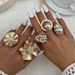 Geometric Modeling Pearl Flower Ring Women's 2025 Spring Fashion Personality Niche Creative Stage Matching Jewelry_ipsvogv.com