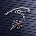 Personality Jewelry Titanium Steel Inlaid Red Pendant Men's Double Dragon Cross Necklace_ipsvogv.com