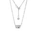 Sterling Silver Necklace Women's Texture Square Pendant Autumn and Winter Woolen Chain Bead Chain Advanced Sense Niche Ins Jewelry_ipsvogv.com